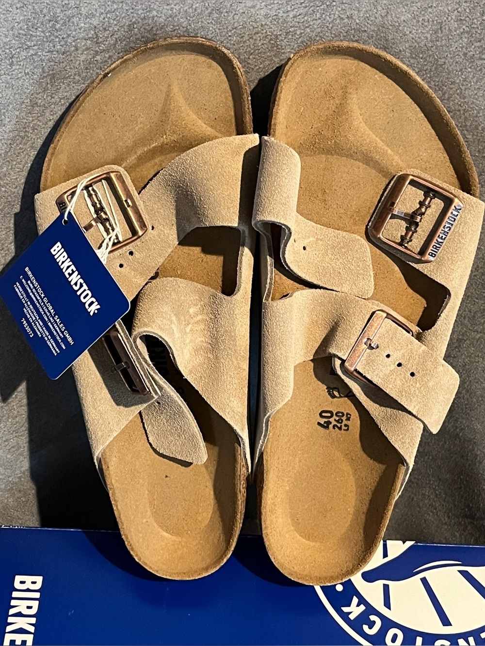 Birkenstock Men’s Arizona Sandals Taupe Suede Leather Size 9 US 40 EU